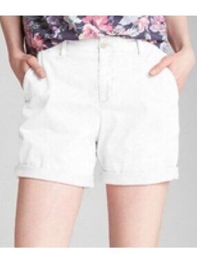 GAP 6" Girlfriend Chino High Rise Shorts White Size 2
